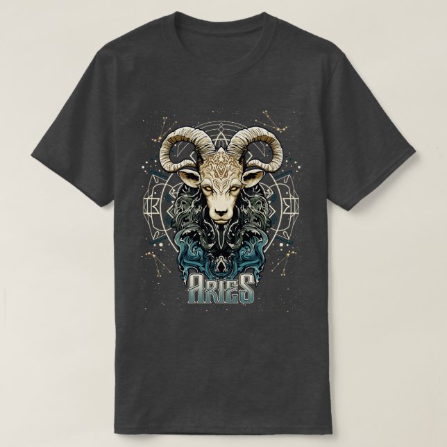 Camiseta Aries Zodiac Rótulo Horóscopo de cumpleaños (Diseño del anverso)