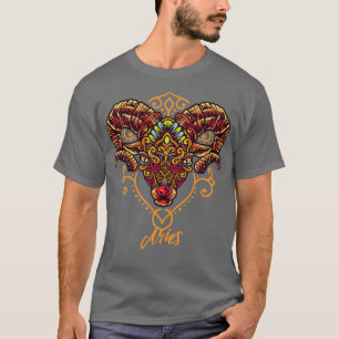 Camiseta Aries Zodiac Rótulo Ram artístico