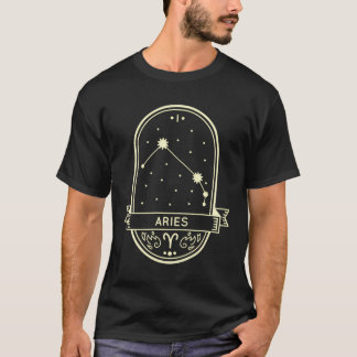 Camiseta Aries Zodiac Rótulo Ram Constelación Astrología Ho