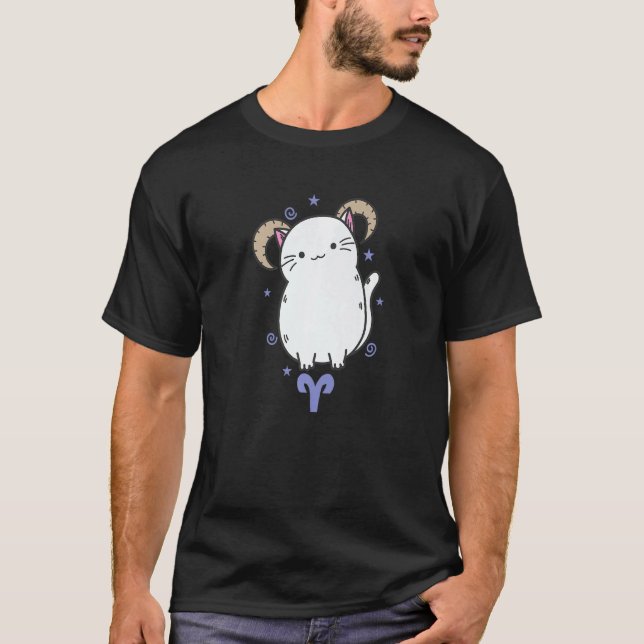 Camiseta Aries Zodiac Sign as a Cat Horoscope (Anverso)