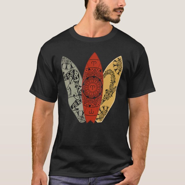 Camiseta Aries Zodiac Sign Surfboard Surfing Horoscope (Anverso)