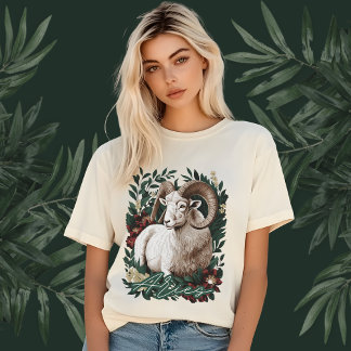 Camiseta Aries Zodiac, Tono de Tierra, Astrología Botánica