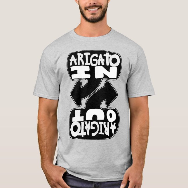 Camiseta Arigato In, Arigato Out (black and white) (Anverso)