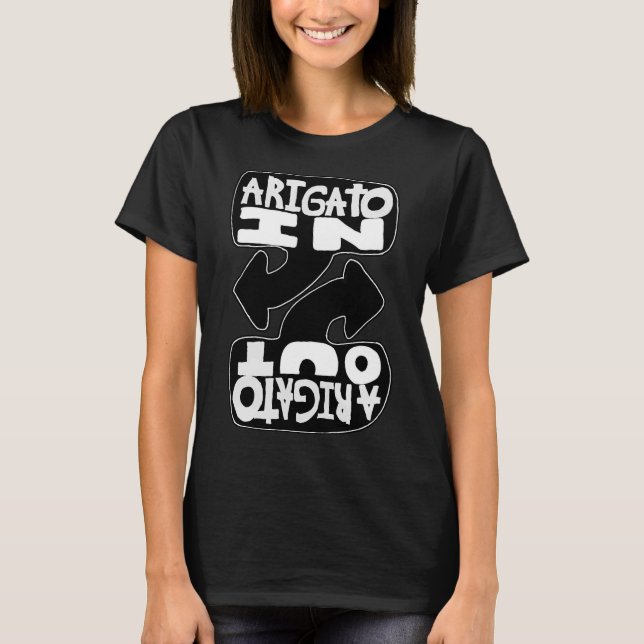 Camiseta Arigato In, Arigato Out (black and white) (Anverso)