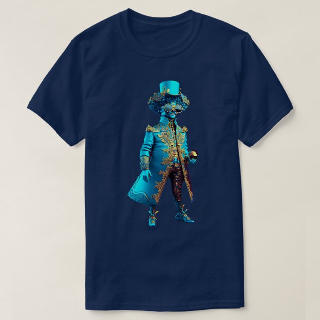 Camiseta Aristócrata Azul Emoji Metálica Fashionista (Diseño del anverso)