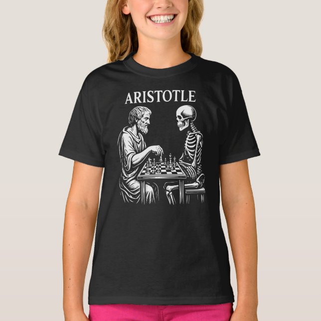 Camiseta Aristóteles vs Esqueleto Ajedrez (Anverso)