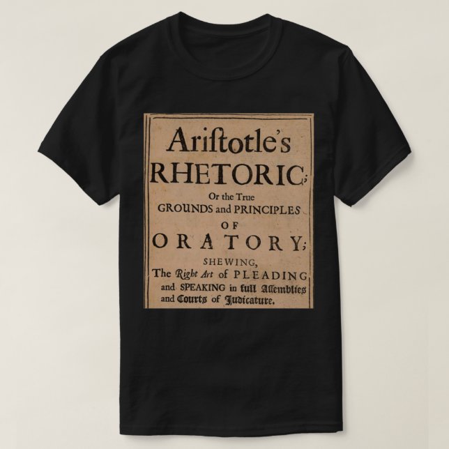 Camiseta Aristotlex27s Retórica edición de 1600s (Diseño del anverso)