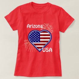 Camiseta Arizona 4 de julio Fuegos artificiales Corazón Ban