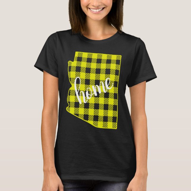 Camiseta Arizona Buffalo Plaid Home State Country Yellow Pl (Anverso)