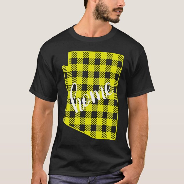 Camiseta Arizona Buffalo Plaid Home State Country Yellow Pl (Anverso)