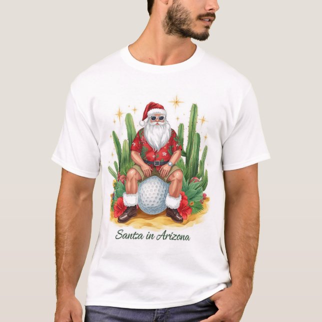 Camiseta Arizona Christmas with Santa Claus on golf ball  (Anverso)