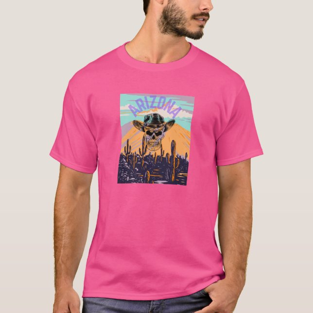 Camiseta Arizona Cowboy Skull Desert Scene – Vintage Wester (Anverso)
