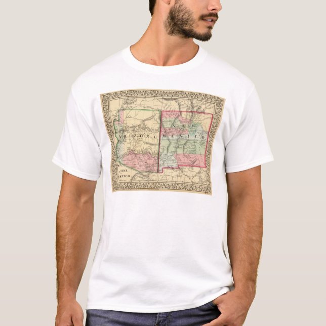Camiseta Arizona, mapa de New México de Mitchell (Anverso)