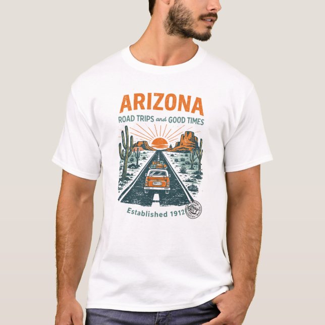 Camiseta Arizona Road Trips Retro Desert Design (Anverso)