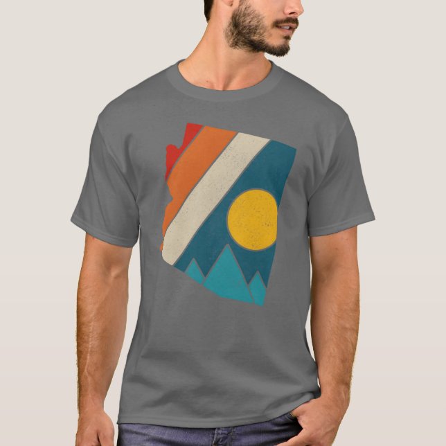Camiseta Arizona Vintage State Map Mountains Hiker Camping  (Anverso)