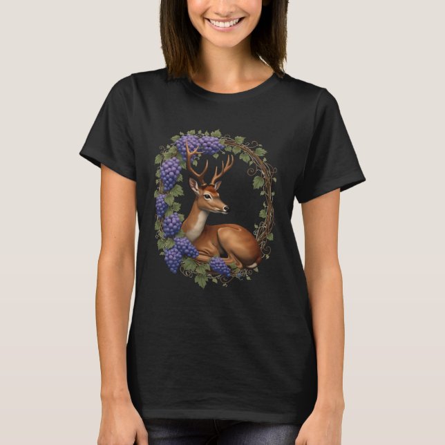 Camiseta Arkansan State Deer And Grape Vine Vector Design (Anverso)
