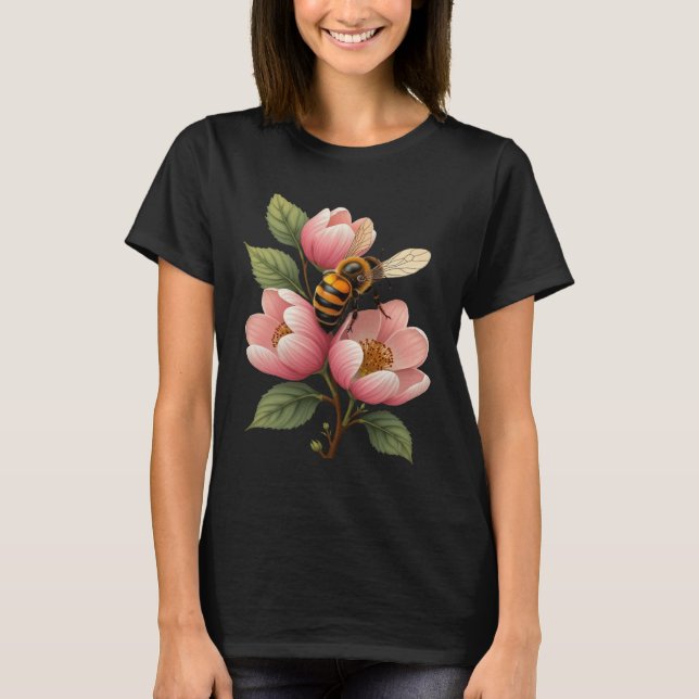 Camiseta Arkansan State Honey Bee And Apple Blossom Vector  (Anverso)