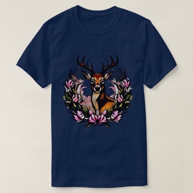 Camiseta Arkansas Deer Con Antlers Y Tatto De Flor De Apple (Diseño del anverso)