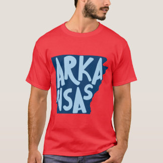 Camiseta Arkansas Doodle Letters Map Outlineblue