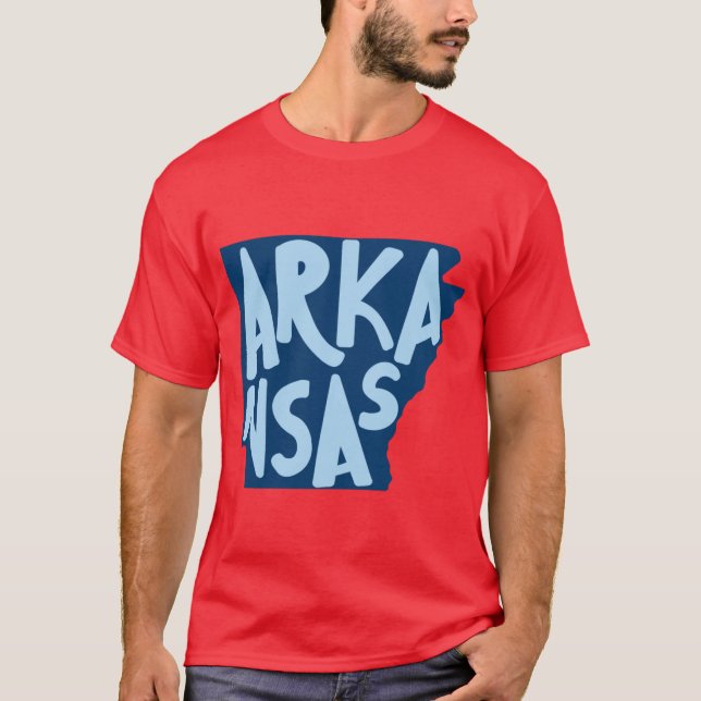 Camiseta Arkansas Doodle Letters Map Outlineblue (Anverso)