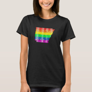 Camiseta Arkansas Gay State Prige Rainbow Flag Map Gay Lesb