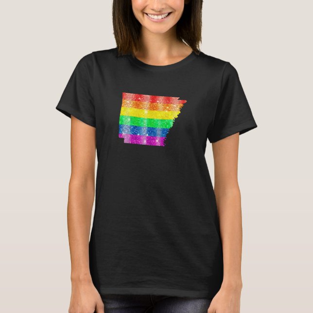 Camiseta Arkansas Gay State Prige Rainbow Flag Map Gay Lesb (Anverso)