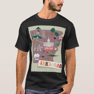 Camiseta Arkansas Ilustrado: Mapa de viaje de EE. UU.