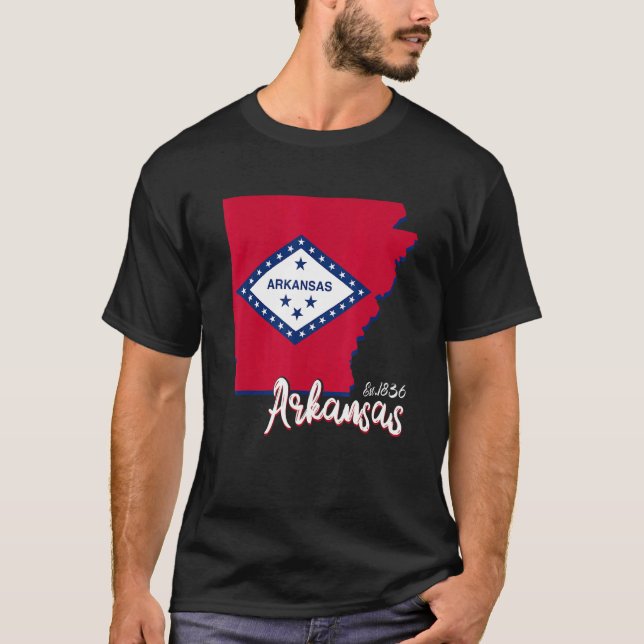 Camiseta Arkansas Mapa Estados Unidos Bandera Arkansas Homb (Anverso)