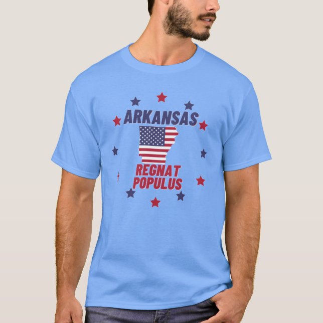 Camiseta Arkansas Regnat Populus State Motto Flag Map Desig (Anverso)