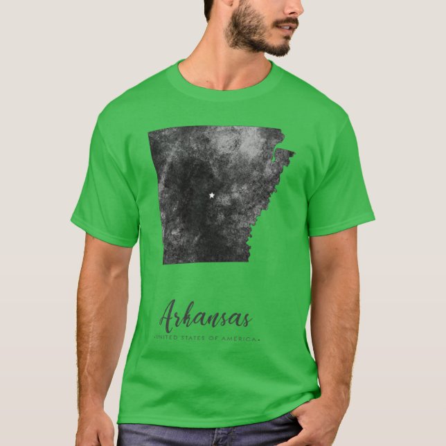 Camiseta Arkansas State Map Art Grunge Silhouette (Anverso)