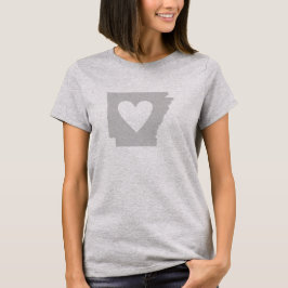 Camiseta Arkansas State Map Shape Heartout Grey