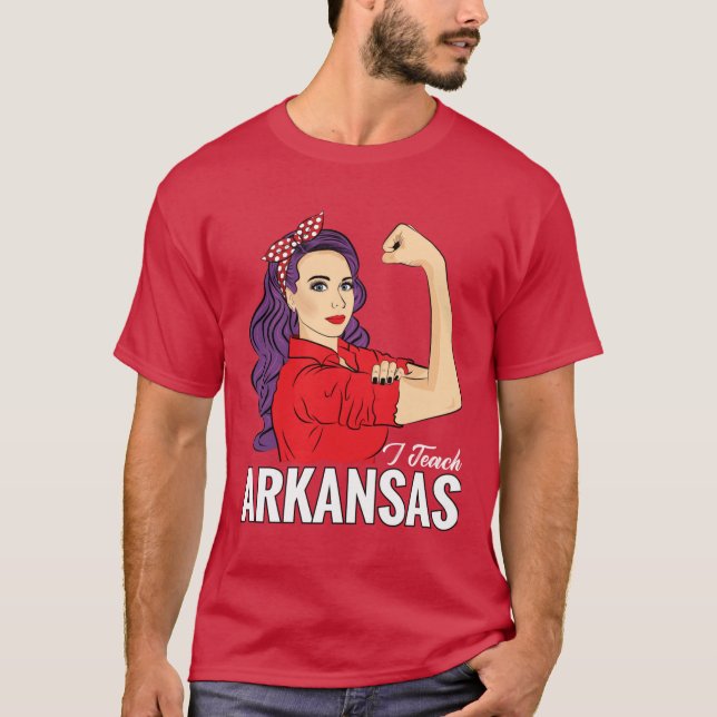 Camiseta Arkansas State Teacher Red For Ed Redfored I Teach (Anverso)