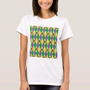 Camiseta Arlequín de Mardi Gras Flor De Lis