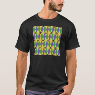 Camiseta Arlequín de Mardi Gras Flor De Lis