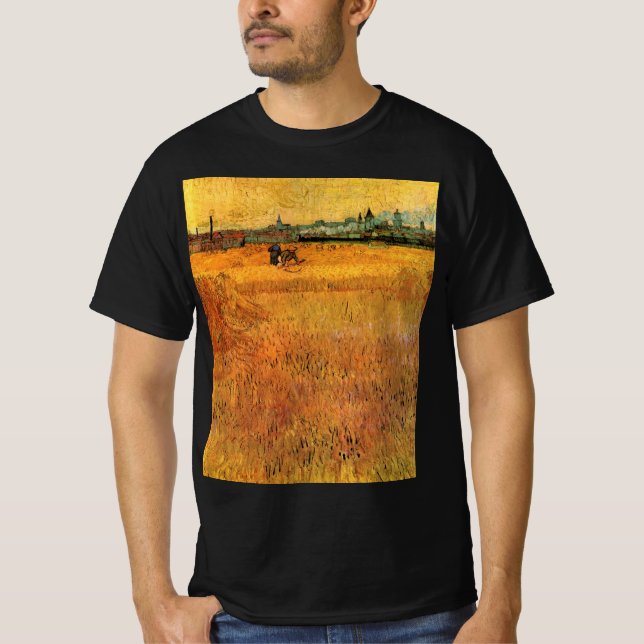Camiseta Arles: Vista desde los campos de trigo por Vincent (Anverso)