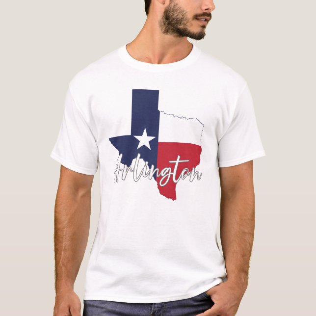 Camiseta Arlington, Texas Flag Map White (Anverso)