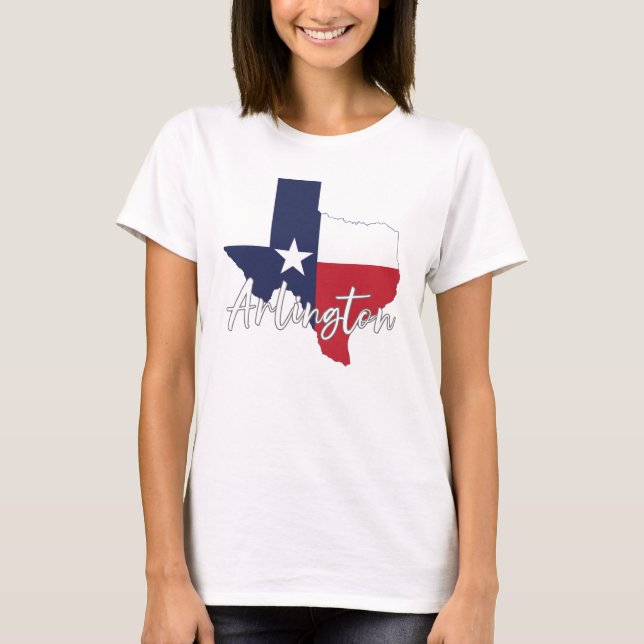 Camiseta Arlington, Texas Flag Map Women's White (Anverso)
