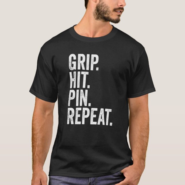 Camiseta Arm Wrestler Grip Hit Pin Repetir Lucha De Brazo 1 (Anverso)