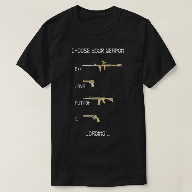 Camiseta Arma de programador de codificación C++ Python C d (Diseño del anverso)