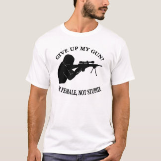 Camiseta Arma femenino blanco no estúpido