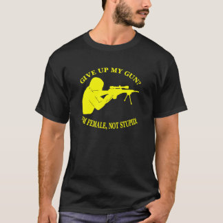 Camiseta Arma femenino negro no estúpido