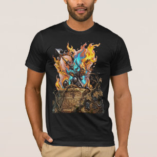 Camiseta Arma Mítica Llameante en 3D Dibujada a Mano - Astr
