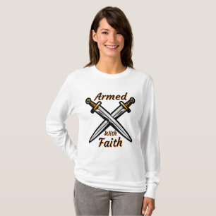 Camiseta Armada con fe cita bíblica de mujeres