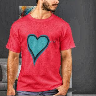 Camiseta Armada de Corazón y Flecha-Verde azulado-II