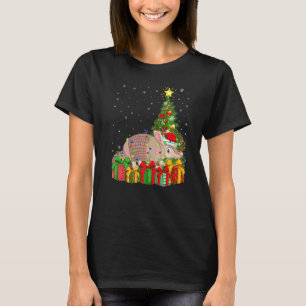 Camiseta Armadillo Iluminación del árbol de navidad Santa H