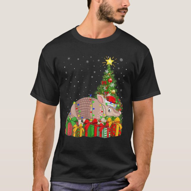 Camiseta Armadillo Iluminación del árbol de navidad Santa H (Anverso)