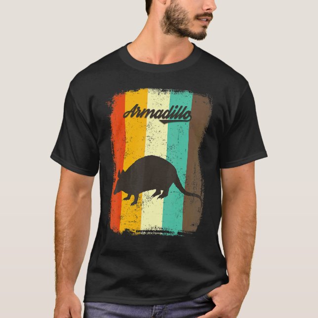 Camiseta Armadillo retro 70 Arte de animales de época (Anverso)