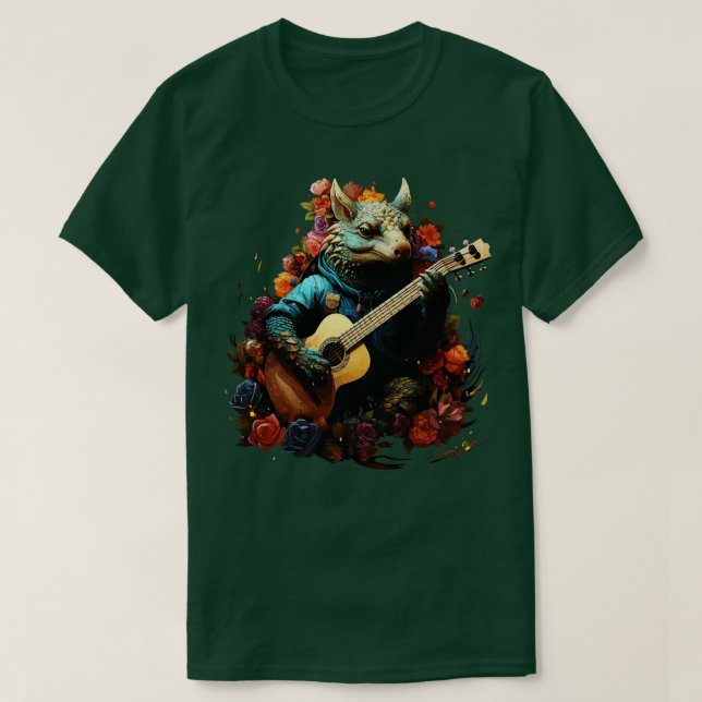 Camiseta Armadillo tocando guitarra (Diseño del anverso)