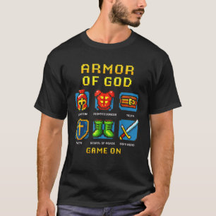 Camiseta Armadura de Dios Pixel Fe Juego de Video Cristiano