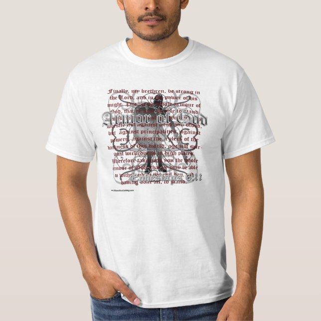 Camiseta Armadura de la mercancía cristiana de dios (Anverso)